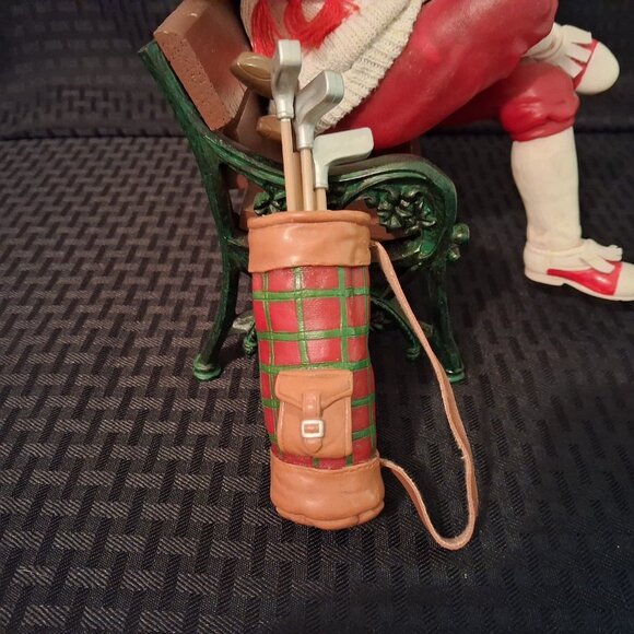Department 56 Possible Dreams Checking It Twice Golfing Santa on Bench Golf Bag - Picture 6 of 11